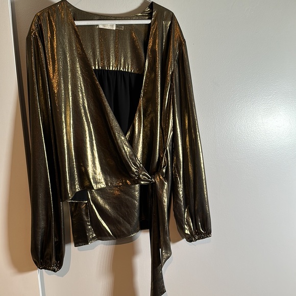 Ramy Brook Large wrap blouse metallic gold - Picture 2 of 12
